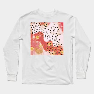 pink coral gold brown abstract digital painting Long Sleeve T-Shirt